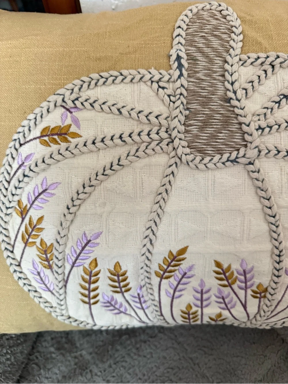Decorative Mustard Pumpkin Embroidered Throw Pillow’s - Brand: Harvest Home.